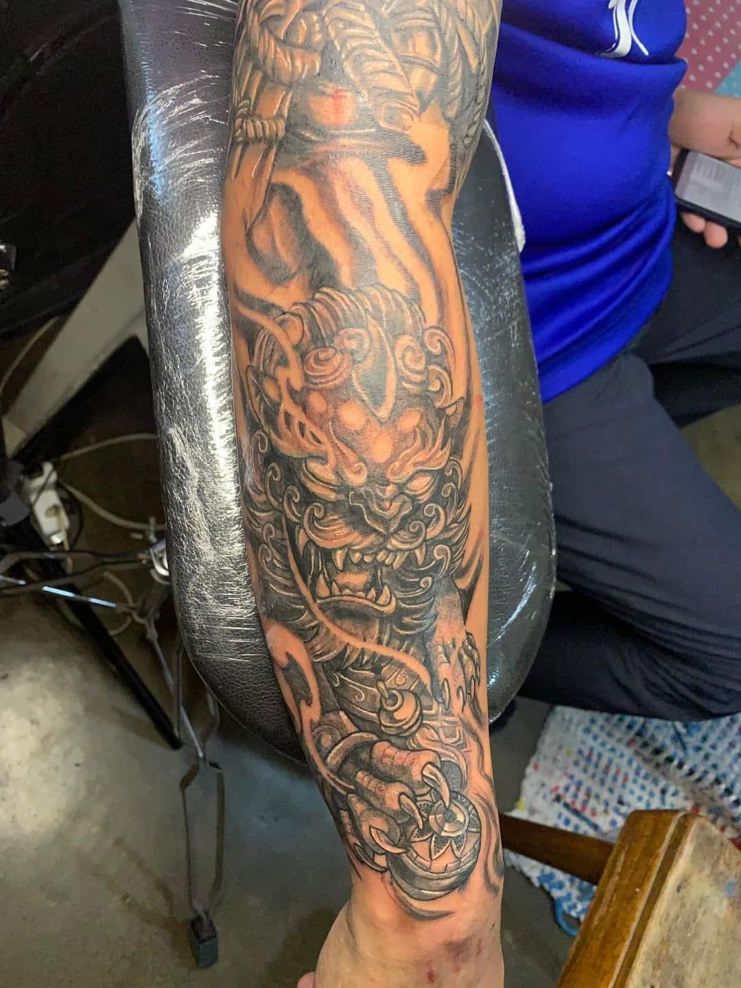 Tattoo session close-up